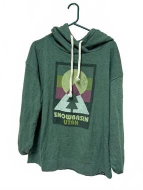 Techstyles Snowbasin Utah Green Pullover Hoodie Graphic Sweatshirt Size XL